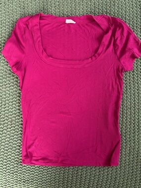 Cotton On Scoop Neck Short Sleeve Top - Hot Pink